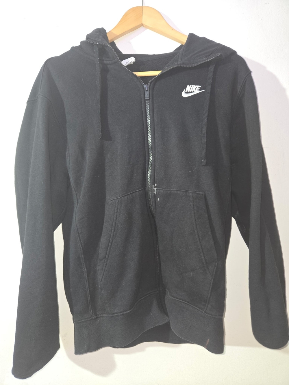 Nike Black Full-Zip Hoodie with White Swoosh